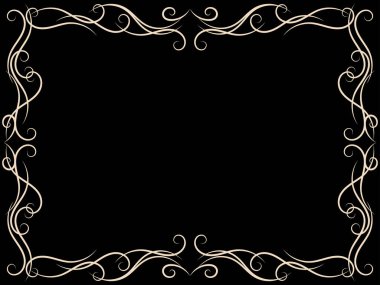 Eski model çerçeve. Girdap süsü. Süslü bukleler. Kıvrımlı klasik doğrusal kenar. Davetiyeler, broşürler ve tebrik kartları için bir şablon tasarla. Vektör illüstrasyonu