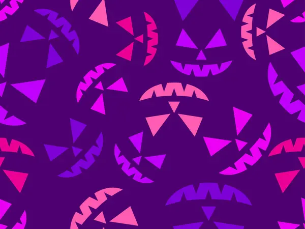 Modèle Sans Couture Halloween Avec Des Visages Effrayants Visages Citrouille — Image vectorielle