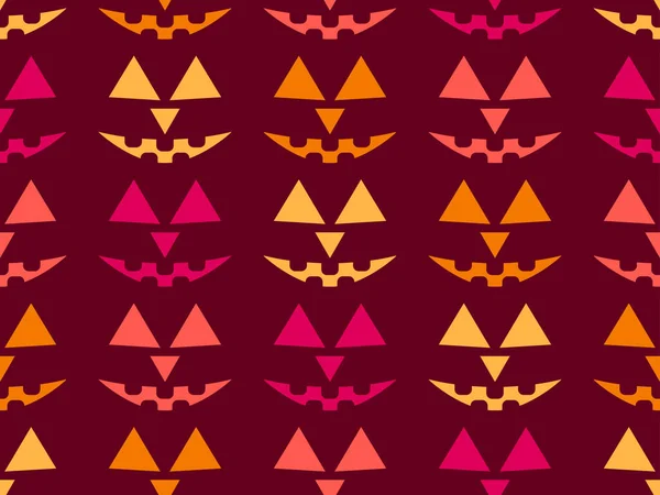 Modèle Sans Couture Halloween Avec Des Visages Effrayants Visage Citrouille — Image vectorielle