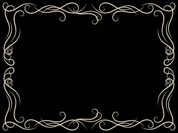 Κομψό Πλαίσιο Αντίκα Swirl Στολίδι Μαύρο Φόντο Διακοσμητικές Μπούκλες Vintage Royalty Free Διανύσματα Αρχείου
