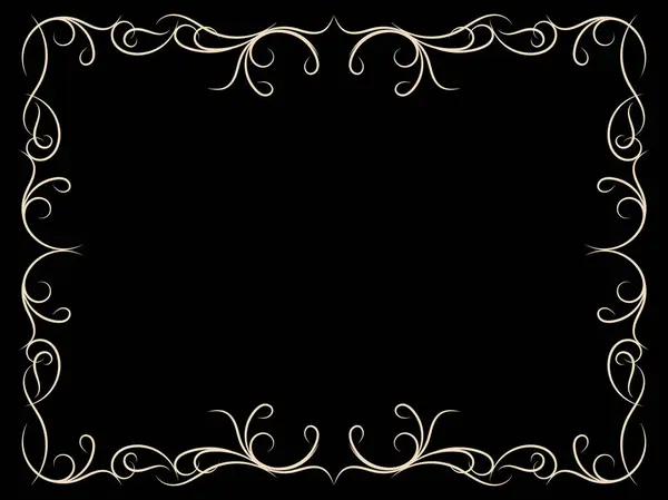 Ornate Vintage Frame Swirl Ornament Black Background Ornamental Curls Vintage — Stock Vector