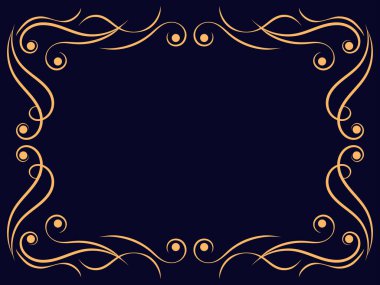 Eski model çerçeve. Girdap süsü. Süslü bukleler. Kıvrımlı klasik doğrusal kenar. Davetiyeler, broşürler ve tebrik kartları için bir şablon tasarla. Vektör illüstrasyonu