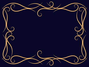 Eski model çerçeve. Girdap süsü. Süslü bukleler. Kıvrımlı klasik doğrusal kenar. Davetiyeler, broşürler ve tebrik kartları için bir şablon tasarla. Vektör illüstrasyonu