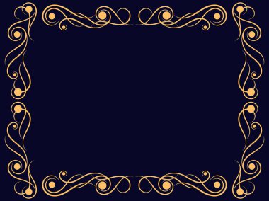 Eski model çerçeve. Girdap süsü. Süslü bukleler. Kıvrımlı klasik doğrusal kenar. Davetiyeler, broşürler ve tebrik kartları için bir şablon tasarla. Vektör illüstrasyonu