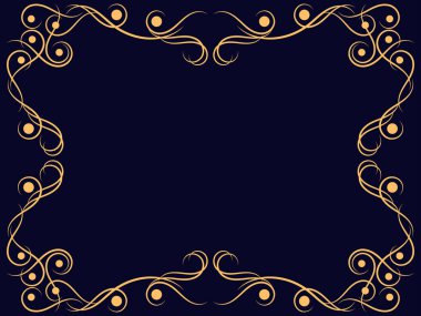 Eski model çerçeve. Girdap süsü. Süslü bukleler. Kıvrımlı klasik doğrusal kenar. Davetiyeler, broşürler ve tebrik kartları için bir şablon tasarla. Vektör illüstrasyonu