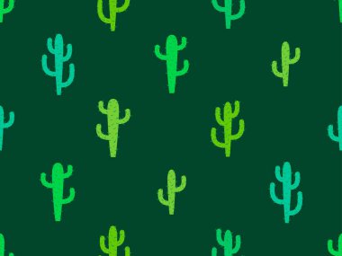 Kaktüs dikişsiz desen. Çöl kaktüsü Carnegia. Modern tarzda dikenli yeşil kaktüsler. Büyük bir Meksika kaktüsü. Afişlerin ve afişlerin tasarımı. Vektör illüstrasyonu