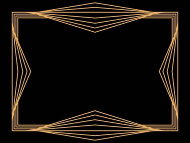 Art deco çerçeve. Klasik doğrusal sınır. Davetiyeler, broşürler ve tebrik kartları için bir şablon tasarla. Geometrik altın çerçeveli. 1920 'lerin tarzı - 1930' lar. Vektör illüstrasyonu