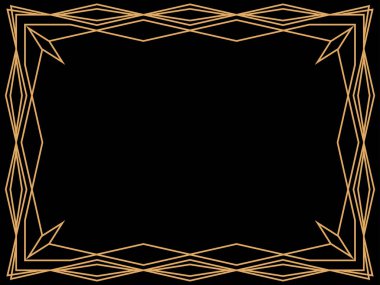 Art deco çerçeve. Klasik doğrusal sınır. Davetiyeler, broşürler ve tebrik kartları için bir şablon tasarla. Geometrik altın çerçeveli. 1920 'lerin tarzı - 1930' lar. Vektör illüstrasyonu