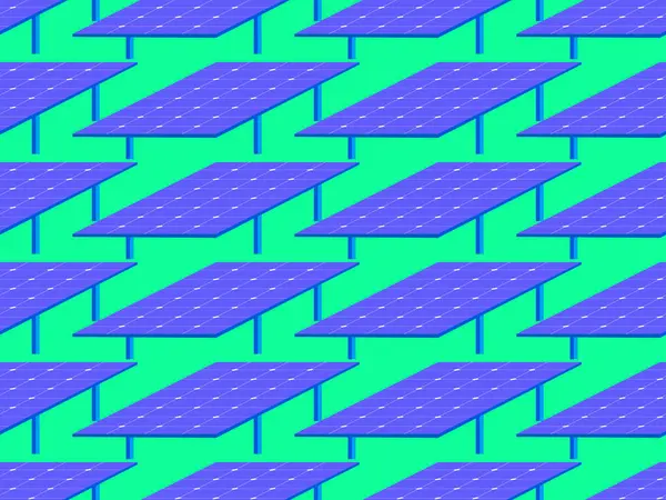 Güneş paneli pürüzsüz desen. Güneş panelleri alanı. Yenilenebilir enerji, çevre dostu elektrik üretimi. Reklam ürünleri ve posterleri tasarımı. Vektör illüstrasyonu