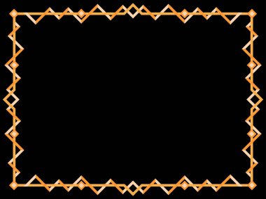 Art deco çerçeve. Klasik doğrusal sınır. Geometrik çerçeve altın renginde, satır sanatı tarzında, boşluk ise metin için. Davetiye, broşür ve tebrik kartı için bir şablon tasarla. Vektör illüstrasyonu