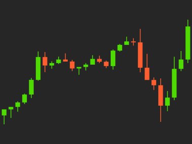 Borsada işlem için şamdan şeması. Kripto para, hisse senedi ve tahvil ticareti. Şifreli para ticaretinde şamdan desenleri. Afişler ve posterler için tasarım. Vektör illüstrasyonu