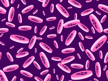 Bitcoin sembollü 3 boyutlu paralar. İzometrik tarzda kripto para. Kripto ticareti. Duvar kağıtları, afişler ve ambalaj kağıtları için tasarım. Vektör illüstrasyonu