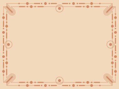 Geometrik vintage çerçeve sanat tarzında. Metin için yeri olan minimalist retro çerçeve. Bej renkli klasik doğrusal kenar. Davetiyeler, tebrik kartları ve afişler için tasarım. Vektör illüstrasyonu