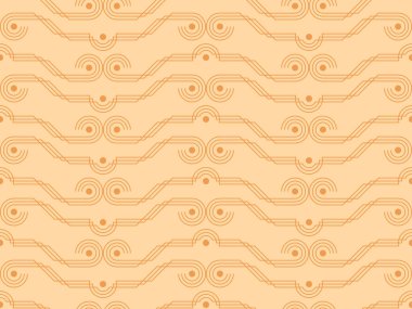 Geometrik doğrusal tarzda klasik dikişsiz desen. Boho tarzında bej retro desen. Duvar kağıtları, ambalaj kağıtları ve afişler için tasarım. Vektör illüstrasyonu