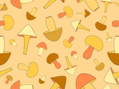 Mantarlar pürüzsüz. Siyah çizgili farklı şekillerde mantarlar. Duvar kağıtları, afişler ve posterler için minimalist tarzda mantarlar. Vektör illüstrasyonu