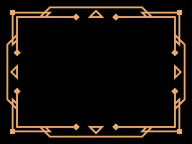 Art deco çerçeve. Klasik doğrusal sınır. Davetiyeler, broşürler ve tebrik kartları için bir şablon tasarla. Geometrik altın çerçeveli. 1920 'lerin tarzı - 1930' lar. Vektör illüstrasyonu