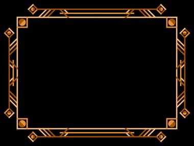 Art deco çerçeve. Klasik doğrusal sınır. Geometrik altın çerçeve sanat tarzında. Davetiyeler, broşürler ve tebrik kartları için bir şablon tasarla. Vektör illüstrasyonu