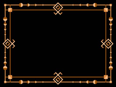 Art deco çerçeve. Klasik doğrusal sınır. Geometrik altın çerçeve sanat tarzında. Davetiyeler, broşürler ve tebrik kartları için bir şablon tasarla. Vektör illüstrasyonu