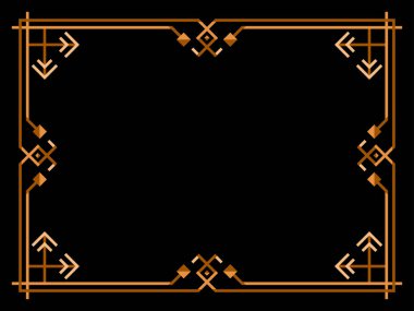 Art deco çerçeve. Klasik doğrusal sınır. Geometrik altın çerçeve sanat tarzında. Davetiyeler, broşürler ve tebrik kartları için bir şablon tasarla. Vektör illüstrasyonu