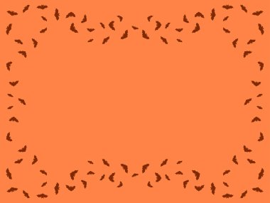 Yarasa çerçevesi. Siyah yarasa siluetleri yazı için bir çerçeve oluşturuyor. Cadılar Bayramı geçmişi. Tebrik kartları, afişler ve posterler için tasarım. Vektör illüstrasyonu