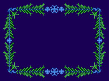 Noel ve yeni yıl kutlamaları için kartaneleri çerçevesi. Geometrik çizgili kar taneleri olan bir kış çerçevesi. Tebrik kartı, el ilanları ve davetiyeler için tasarım. Vektör illüstrasyonu