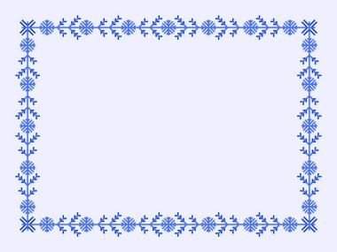 Noel ve yeni yıl kutlamaları için kartaneleri çerçevesi. Geometrik çizgili kar taneleri olan bir kış çerçevesi. Tebrik kartı, el ilanları ve davetiyeler için tasarım. Vektör illüstrasyonu