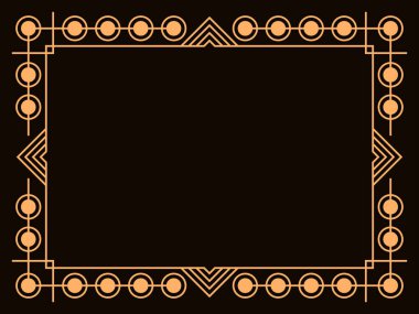 Art deco çerçeve. Klasik doğrusal sınır. Davetiyeler, broşürler ve tebrik kartları için bir şablon tasarla. Geometrik altın çerçeveli. 1920 'lerin tarzı - 1930' lar. Vektör illüstrasyonu