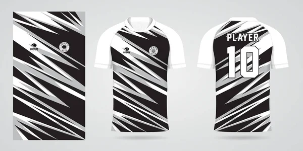 Black White Sports Shirt Jersey Design Template — Stock Vector