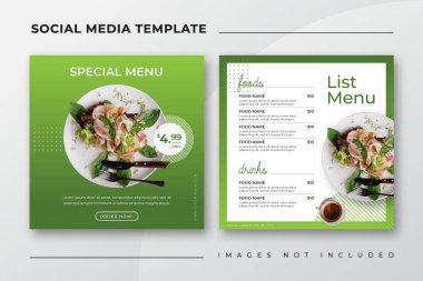 Sosyal medya posta şablonu için yemek pişirme menüsü pankartı
