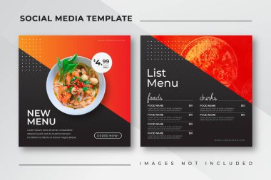 Sosyal medya posta şablonu için yemek pişirme menüsü pankartı