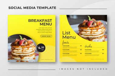 Sosyal medya posta şablonu için yemek pişirme menüsü pankartı