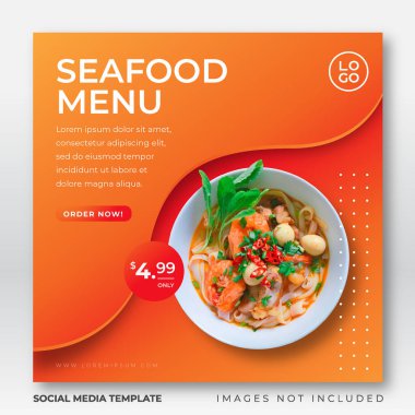 Sosyal medya posta şablonu için yemek pişirme menüsü pankartı