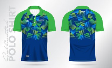 Badminton forması, tenis, futbol, futbol ya da spor üniforması için mavi süblimleşen Polo Shirt şablon tasarımı