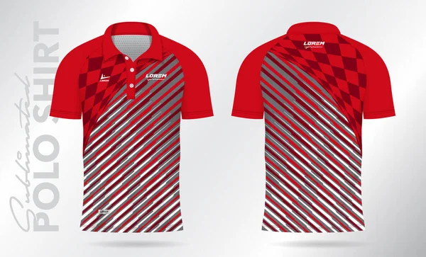 stock vector red sublimation Polo Shirt mockup template design for badminton jersey, tennis, soccer, football or sport uniform
