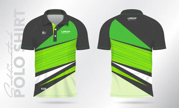 Preto Verde Sublimação Polo Camisa Modelo Modelo Maquete Para Badminton Vetor De Stock