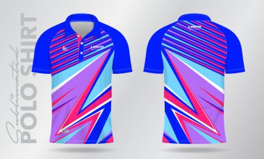 Badminton forması, tenis, futbol, futbol ya da spor üniforması için süblimleşen pembe polo tişört şablonu tasarımı
