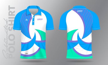 badminton forması, tenis, futbol, futbol veya spor üniforması için yumuşak renk süblimleşmesi Polo Shirt modelleme şablonu tasarımı
