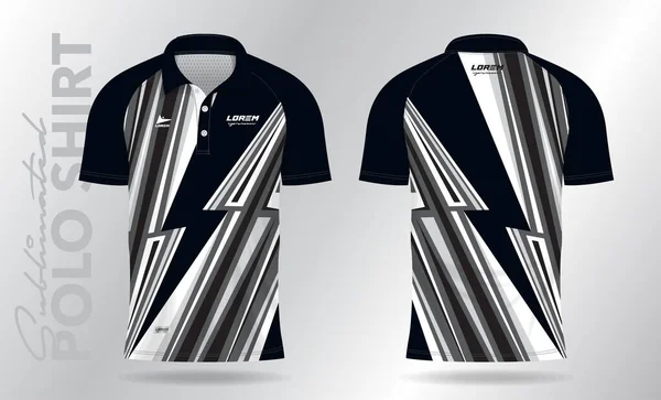 Black White Polo Shirt Mockup Template Design Sport Uniform — Stock Vector