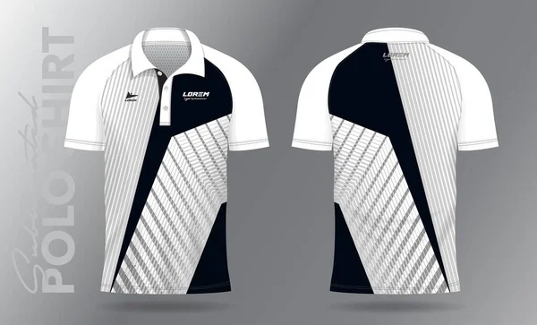 Preto Branco Polo Camisa Modelo Mockup Design Para Esporte Uniforme Ilustração De Stock