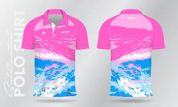 Cor Suave Azul Rosa Sublimação Polo Esporte Jersey Modelo Design Vetor De Stock