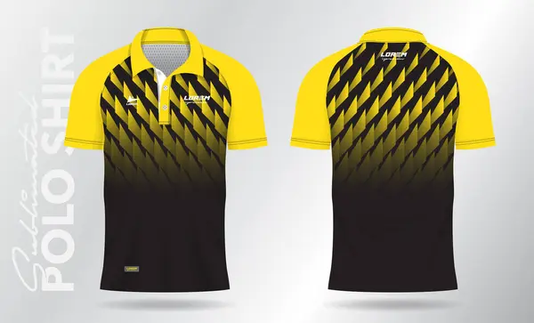 stock vector yellow polo shirt jersey mockup template design. Sport uniform in front view, back view.