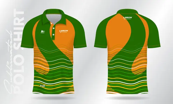 stock vector sublimation green and yellow polo shirt mockup template design for badminton jersey, tennis, soccer, football or sport uniform