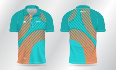 Yeşil turkuaz ve turuncu spor gömlek forma tasarım şablonu