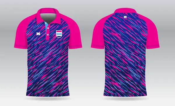 Badminton tenis futbolu ya da spor üniforması için mavi polo forma şablonu tasarımı