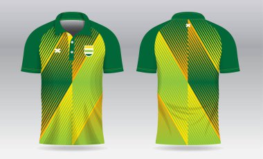 Süblimleşme yeşil ve sarı polo tişört badminton forma forması futbol ya da spor forması için tasarım