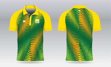 Süblimleşme yeşil ve sarı polo tişört badminton forma forması futbol ya da spor forması için tasarım
