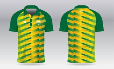 Süblimleşme yeşil ve sarı polo tişört badminton forma forması futbol ya da spor forması için tasarım