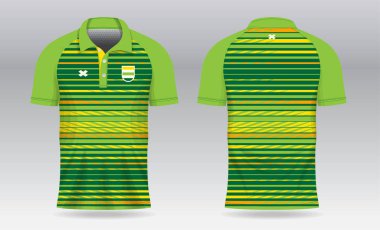 Süblimleşme yeşil ve sarı polo tişört badminton forma forması futbol ya da spor forması için tasarım