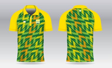 Süblimleşme yeşil ve sarı polo tişört badminton forma forması futbol ya da spor forması için tasarım