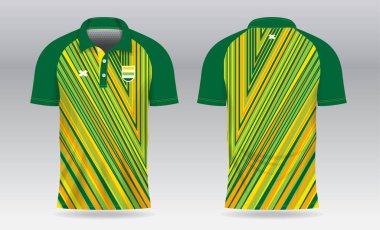 Süblimleşme yeşil ve sarı polo tişört badminton forma forması futbol ya da spor forması için tasarım